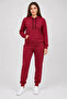 Two-Thread Hooded Jogger Tracksuit Set with Kangaroo Pockets - Burgundy - 3