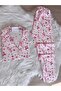 Candy Cane Patterned Suede Shirt Collar Long Sleeve Pajama Set - 3