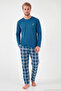 Plaid Cotton Crew Neck Long Sleeve Pajama Set Men's Pajama Set 6575003 - 3