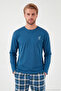 Plaid Cotton Crew Neck Long Sleeve Pajama Set Men's Pajama Set 6575003 - 5