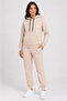 Two-Thread Hooded Jogger Tracksuit Set with Kangaroo Pockets - Beige - 4