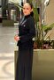 High Collar Front Snap Jacket and Skirt Set - 3