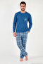 Plaid Cotton Crew Neck Pajama Set Men's Pajama Set 6575007 - 2