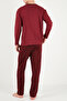 Patterned Cotton Buttoned Crew Neck Pajama Set Men's Pajama Set 6575002 - 7