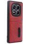 Redmi Note 14 Pro 5g Compatible Case Sara Leather Case with Business Card Holder - Red Bezoss - 2