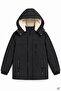 Black Boy's Inflatable Coat with Zipper, Chest Pocket, Fur Inside and Hood 24923 - 3