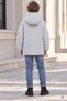 Gray Boy's Zippered Chest Pocket, Fur Lined, Hooded Inflatable Coat 24924 - 2