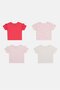 Kids Girl 4Pcs Graphic Print Short Sleeve Top, Multicolor - 3