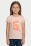 Kids Girl Graphic Print Short Sleeve Top, Peach
