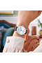 ساعة يد نسائية بمينا بيضاء وسوار رمادي وإطار لامع Women's Watch with White Dial and Gray Strap - 2