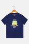 Kids Boy Graphic Print Short Sleeve Top, Navy Blue - 3