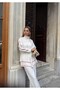 Women's Front Sleeves with Bead Embroidery Tansel Fabric Bambir Ceken Pant Suit - 4