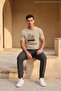 Men's the Future Text Printed Flexible Beige T-Shirt - 3