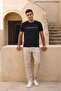Men's Text Printed Flexible Black Loose T-Shirt - 3