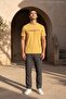 Men's Text Printed Flexible Yellow Loose T-Shirt - 3