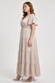 Women Plus Size Plain Casual Maxi Dress, Beige - 3