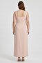 Women Plain Casual Midi Dress, Dusty Pink - 4
