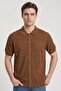 Men Relaxed Fit Textured Short Sleeve Shirt, Brown