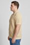 Men Regular Fit Short Sleeve Eyelet Casual Shirt, Tan - 3