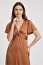 Women Plus Size Solid Maxi Dress, Brown - 2
