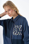 100% Lyocell Sequin Embroidered Tunic Navy Blue - 7
