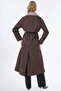 Contrast Detailed Trench Coat Brown - 4