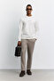 Men's Ecru Crew Neck Injection Printed Interlock Sweatshirt A62Y1284 - 7