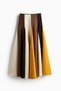 Linen-blend godet-pleated skirt