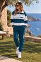 Balance Women's Blue and White Polo Collar Zippered Tracksuit Set with Jogger Pants