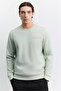 Men's Mint Green Crew Neck Injection Printed Interlock Sweatshirt A62Y1214 - 5