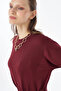 Accessory Buttoned Knitwear Dress Claret Red - 6