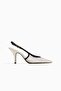 Heeled mesh slingbacks