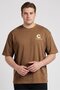 Men Regular Fit Graphic Print Short Sleeve T-Shirt, Dark Khaki
