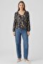 Women V-Neck Long Sleeve Allover Print Blouse, Multicolor - 2