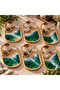 Set of 6 Handmade Epoxy Bamboo Coffee Serving Trays Oval Serving Tray 23X13 cm