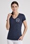 Women Loose Fit Short Sleeve Training T-Shirt, Heather Navy