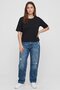Women Crew Neck Short Sleeve Plain Top, Black - 2