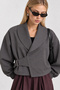 Belt Detailed Double-Breasted Trench Coat Lgx0021 Gray - 2