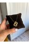 Sequined B Letter Necklace - Gold