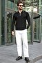 Black Polo Collar Half Zipper Ribbed Men's Knitwear Sweater E7515 - 2