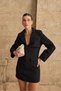 Women's Black Padded Mini Jacket Dress with Ornamental Pockets - 3