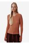 Fine Knit V-Neck Brown Rip Knitwear