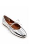 Aster Women's Silver Bow Detailed Blunt Toe Orthopedic Pad Supported Daily Ballet Shoes - 3
