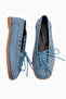 Romy Genuine Leather Blue Lace-Up Women's Ballerinas - 7