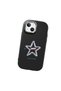 iPhone 15 Plus/14 Plus Compatible Shock-Absorbing Black Silicone Case with Camera Protection Star Pattern - 4