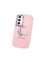 Samsung Galaxy A54 Compatible Shock-Absorbing Camera Protected Pink Silicone Case Moon and Star Pattern - 3