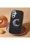 Samsung Galaxy M34 Compatible Shock-Absorbing Camera Protected Black Silicone Case Moon and Star Pattern - 2