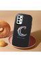 Samsung Galaxy A32 4g Compatible Shock-Absorbent Camera Protected Black Silicone Case Moon and Star Pattern - 2