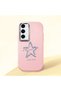 Samsung Galaxy S23 Compatible Shock-Absorbing Camera Protected Pink Silicone Case Star Pattern