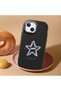 iPhone 15 Plus/14 Plus Compatible Shock-Absorbing Black Silicone Case with Camera Protection Star Pattern - 3